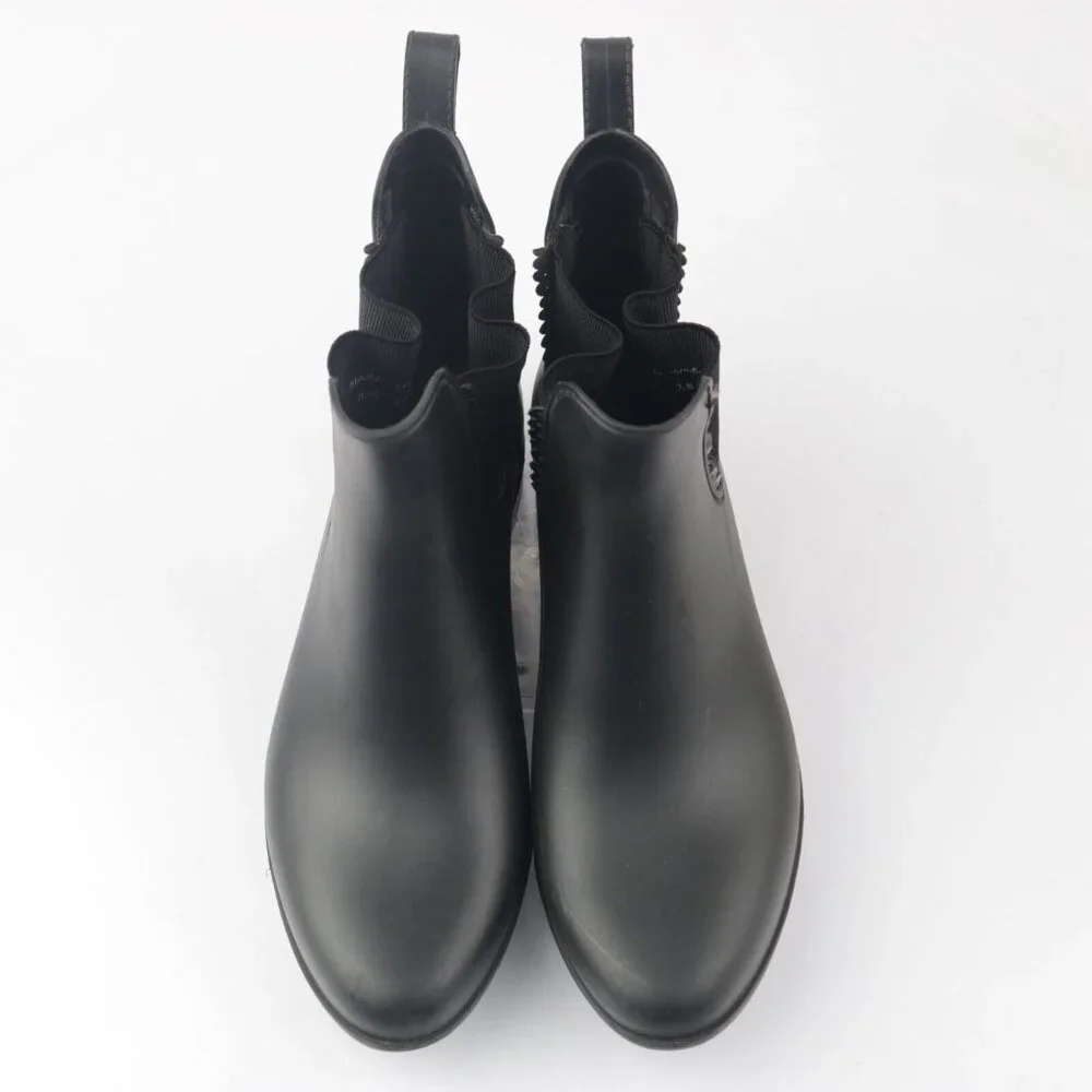 Jack Rogers Womens Sallie‎ Rain Boot Size 8 Black Rubber Pull On Chelsea Bootie